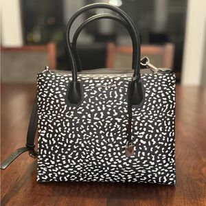 Michael Kors Black & White Animal Print Satchel – Structured Crossbody
